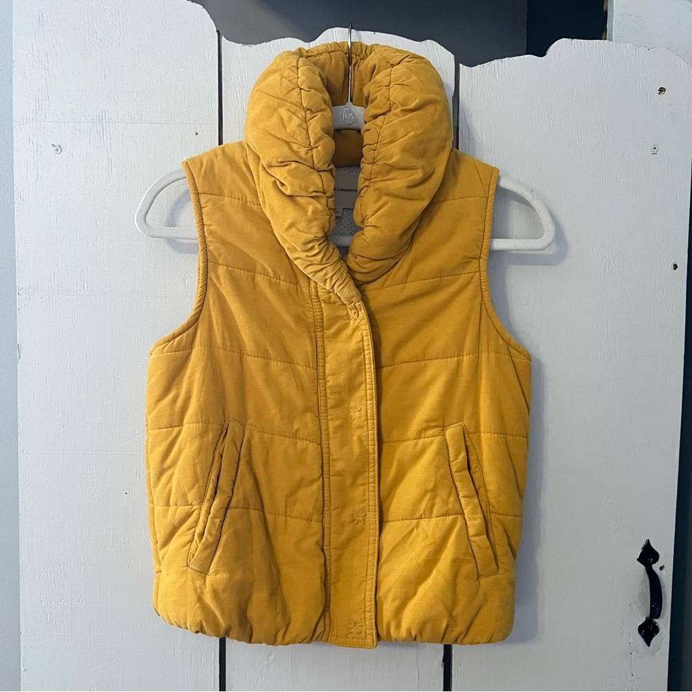 Anthropologie Pilcro and the Letterpress Puffy Mustard Yellow Corduroy Vest XS